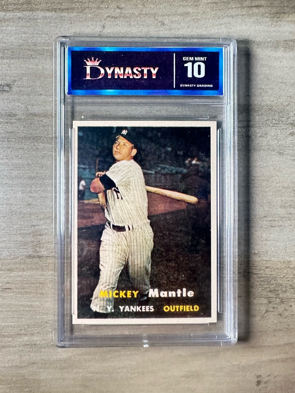 Mickey Mantle 1957 Topps #95 Gem Mint 10 Novelty BadeCard. NY Yankees.